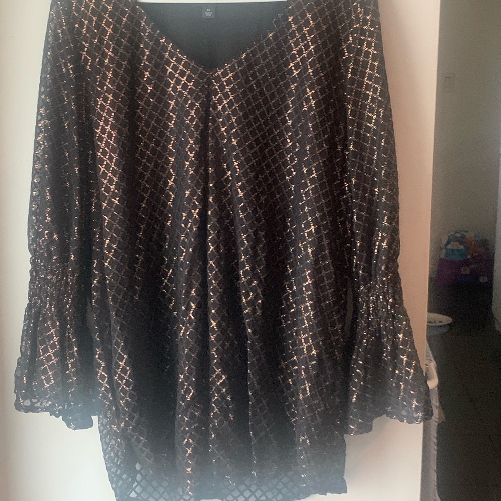Black and gold dress blouse